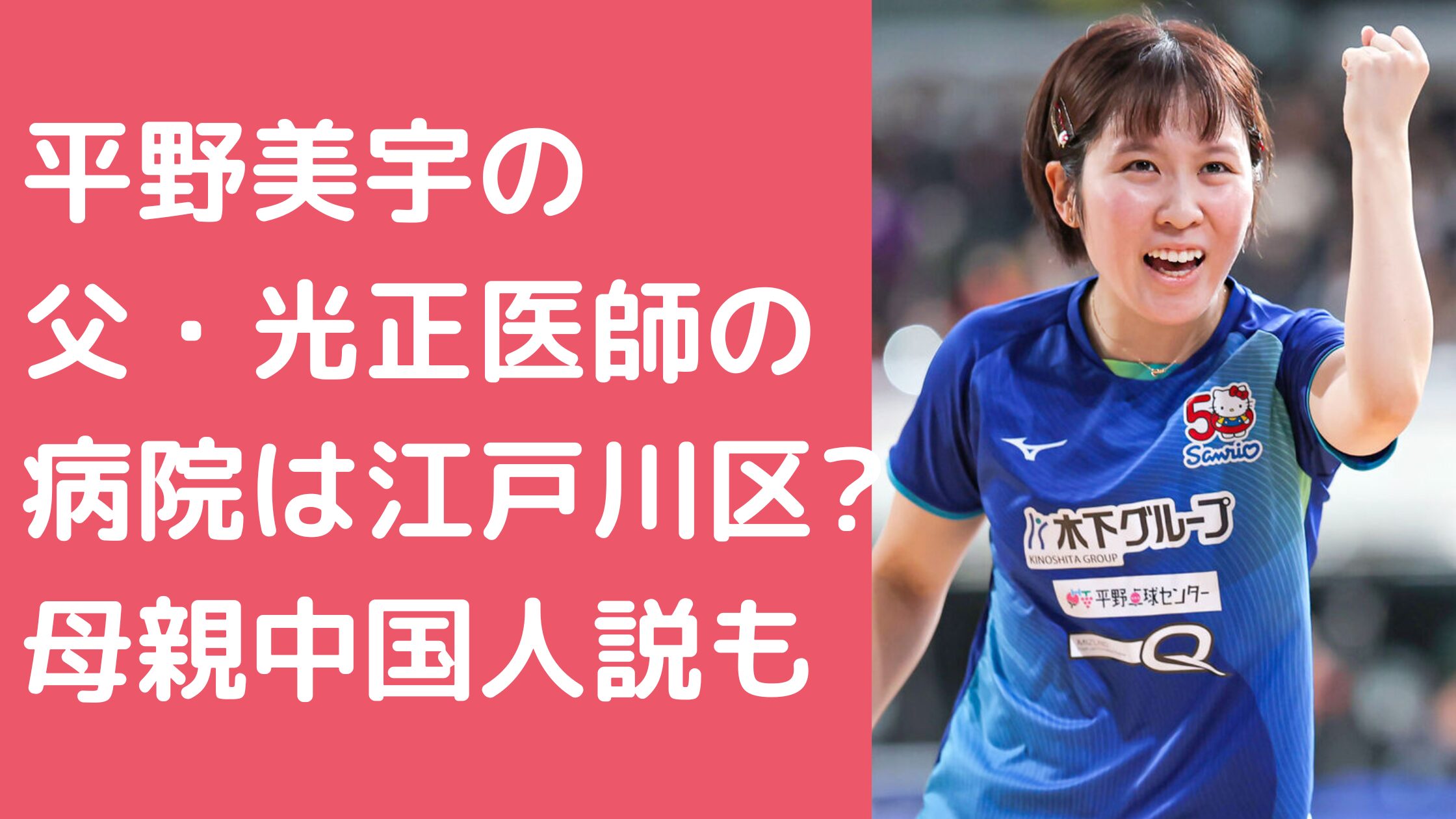 平野美宇　父　平野光正　医師　病院　年齢　 平野美宇　母　中国人　年齢　職業 平野美宇　家族構成