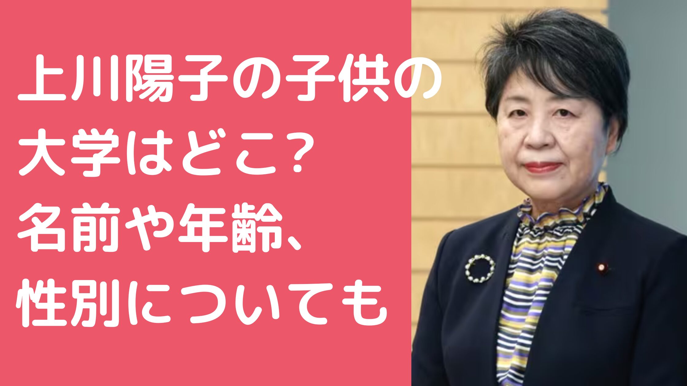 上川陽子　子供　娘　息子　名前　年齢　 上川陽子　子供　娘　息子　大学　学校