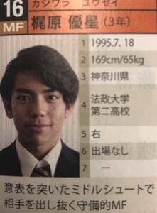 梶原優星　法政大学　サッカー　小中学校　高校　